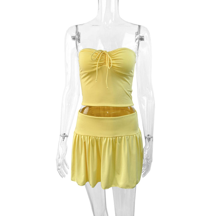 Damen modisches Crop-Top mit Rock und Rüschen Lisslune