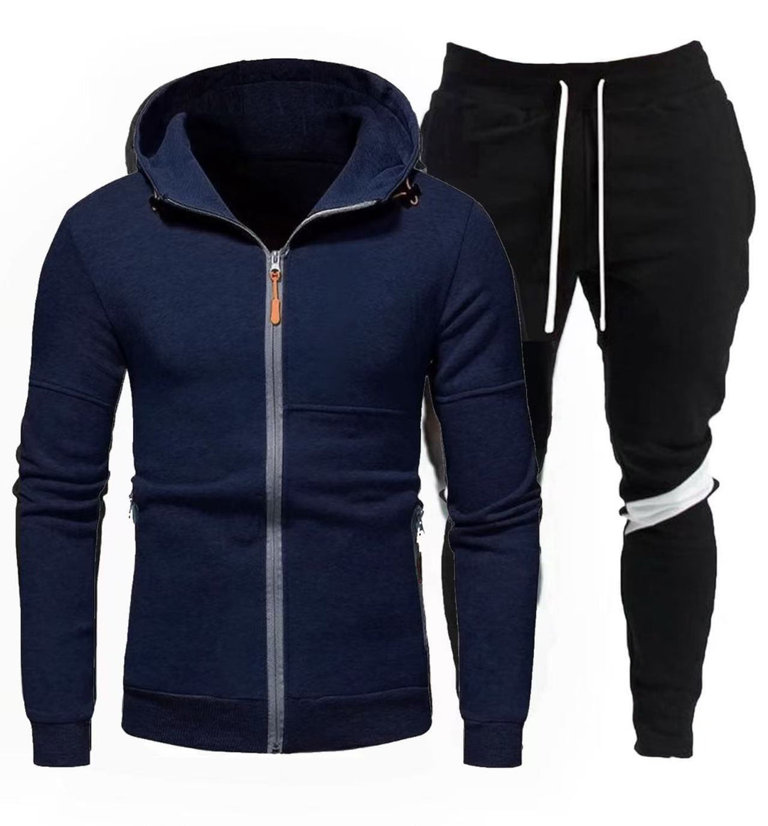 Men's sporty hooded jacket with practical zipper and jogger pants Lisslune