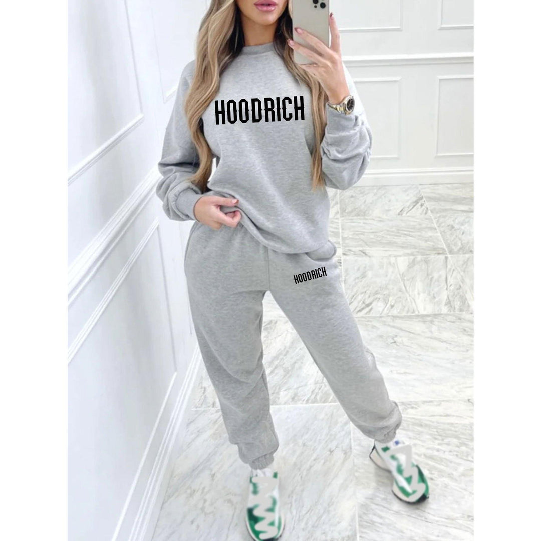 Women's casual set of sweater and joggers with sporty lettering Lisslune