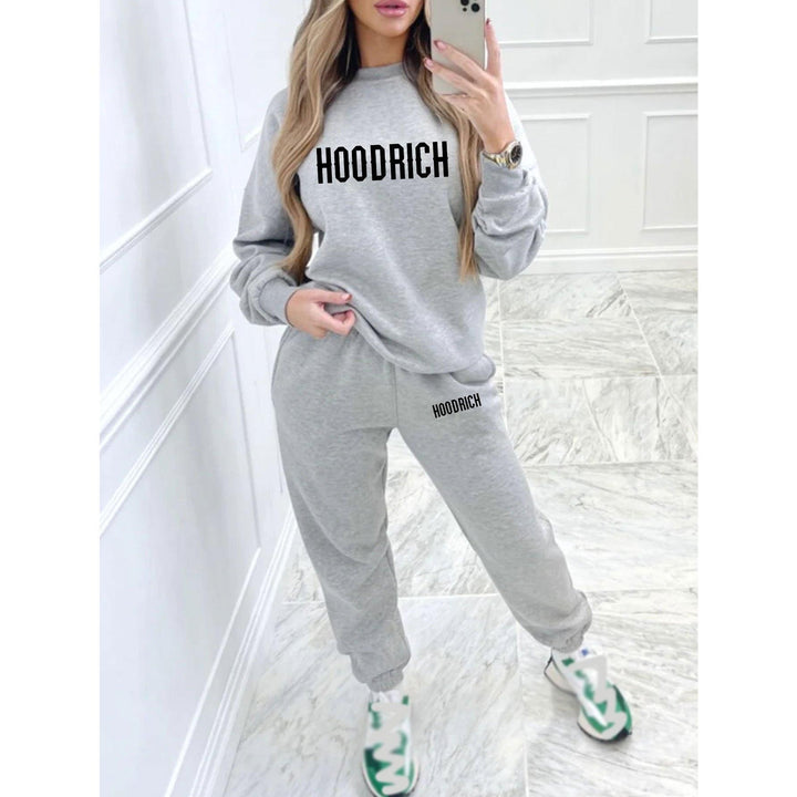 Women's casual set of sweater and joggers with sporty lettering Lisslune