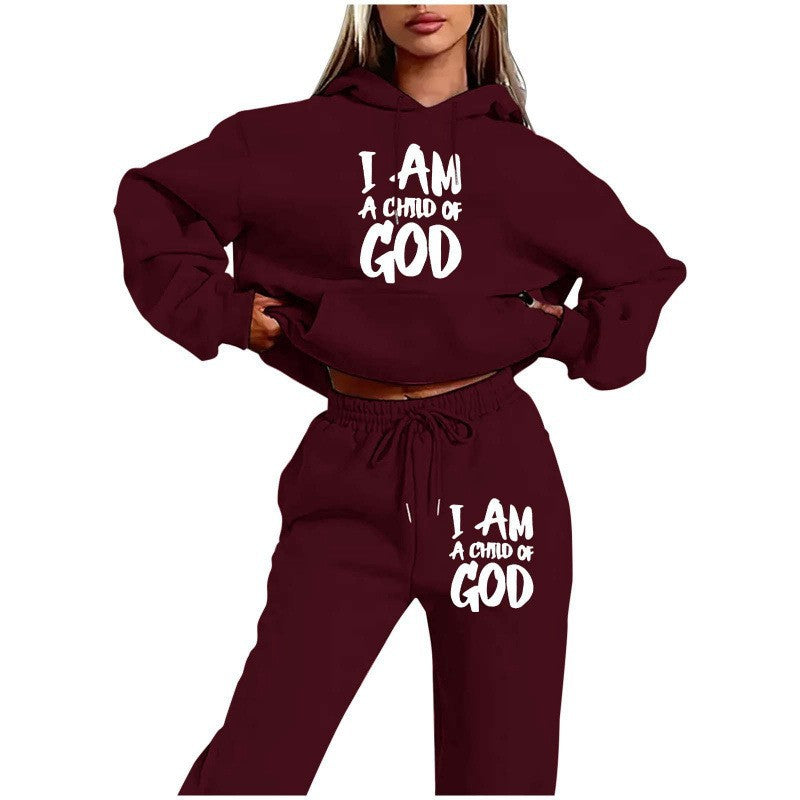 Women's hoodie sweatshirt with urban lettering and comfortable pants Lisslune
