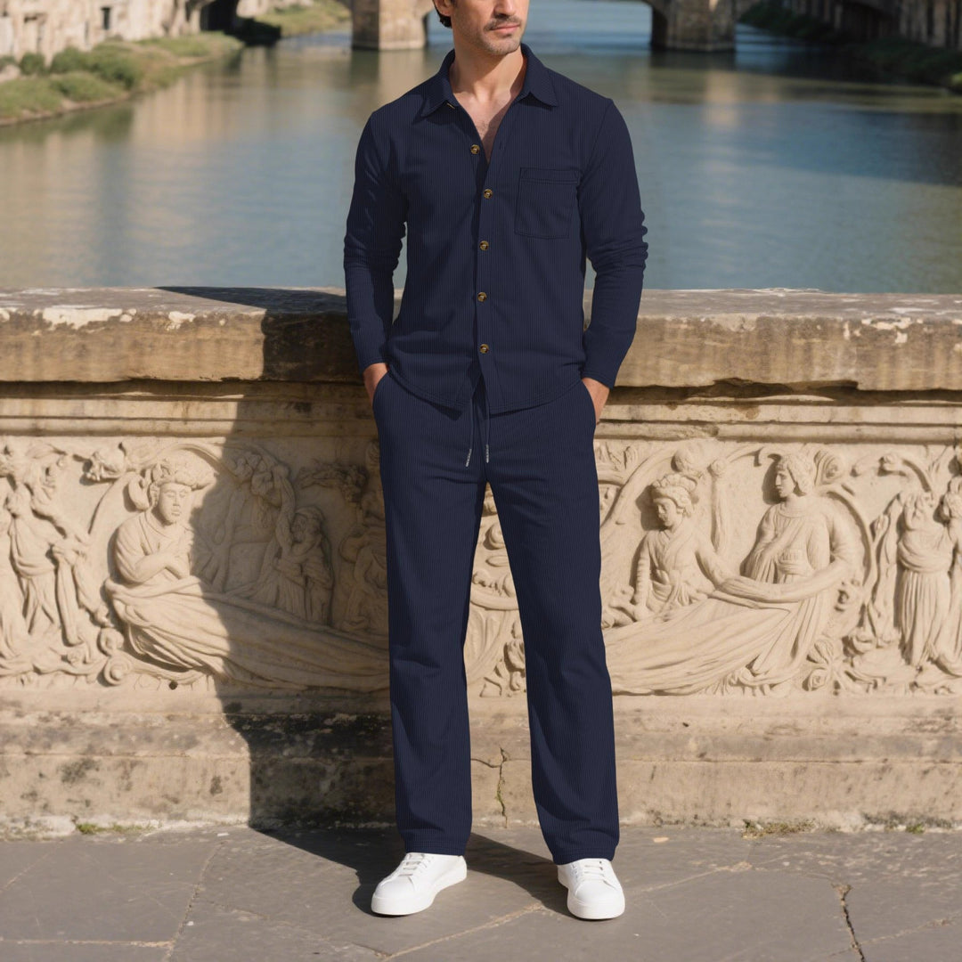 Men's stylish leisure suit set with comfortable cut and elegant button placket Lisslune