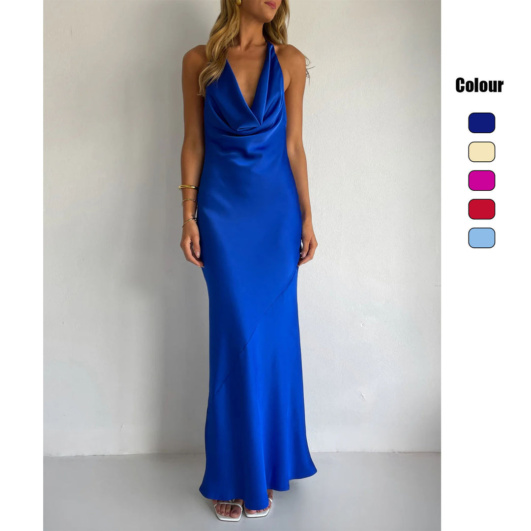 Women's maxi dress with off-the-shoulder design and elegant draping design Lune London