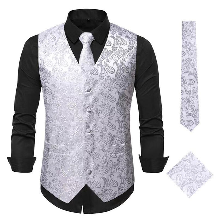Men's elegant vest suit set with matching tie and pocket square Lisslune