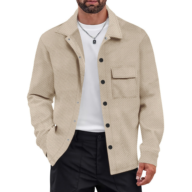 Men's casual cotton jacket with textured design and practical pockets Lisslune