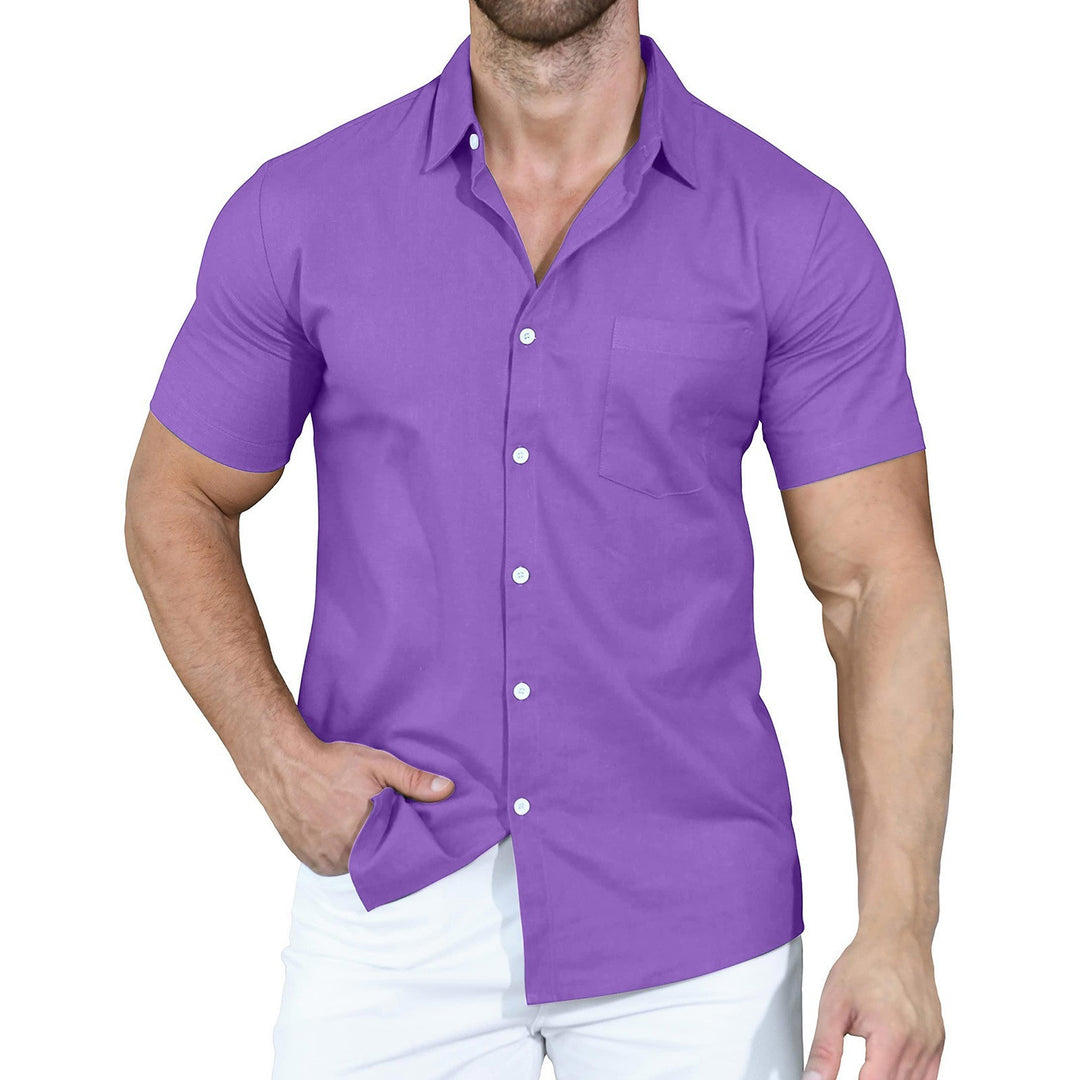 Men's short-sleeve shirt made of high-quality cotton with practical chest pocket Lisslune