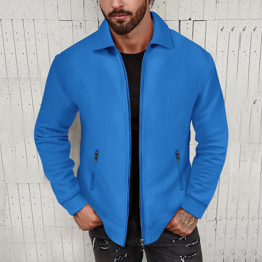 Men's cardigan in modern design with structured outer material and practical zip pockets Lisslune