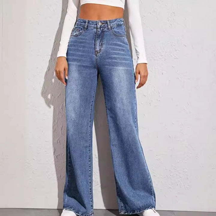 Damen weit geschnittene High-Waist Jeans im casual Look Lisslune