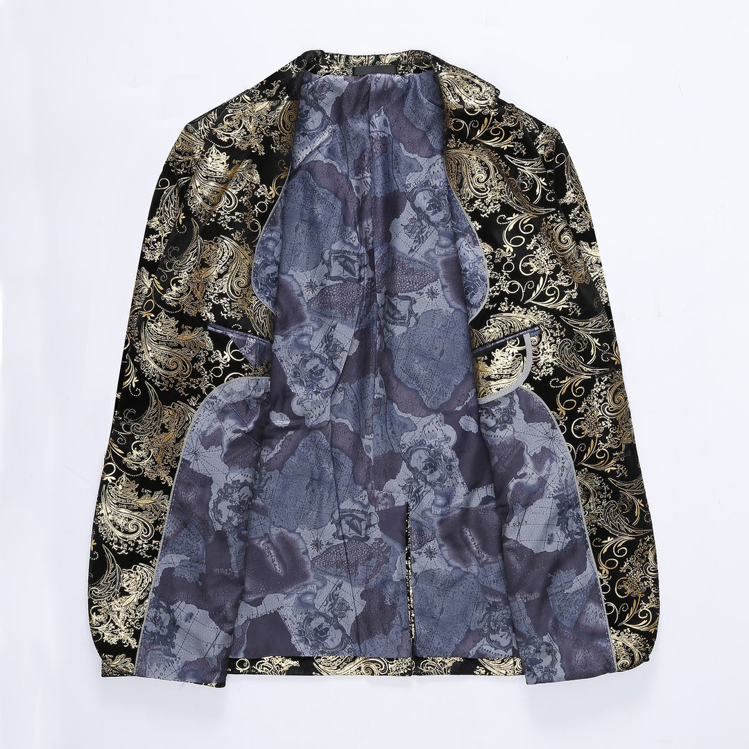 Men's elegant tuxedo blazer with floral sequin patterns Lisslune