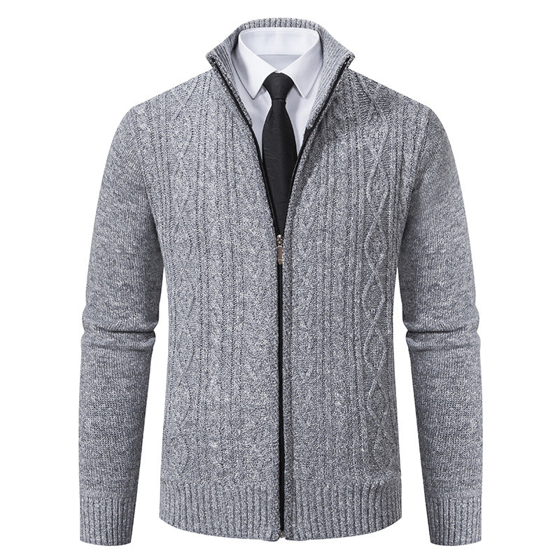 Men's cardigan with stand-up collar and textured pattern Lisslune