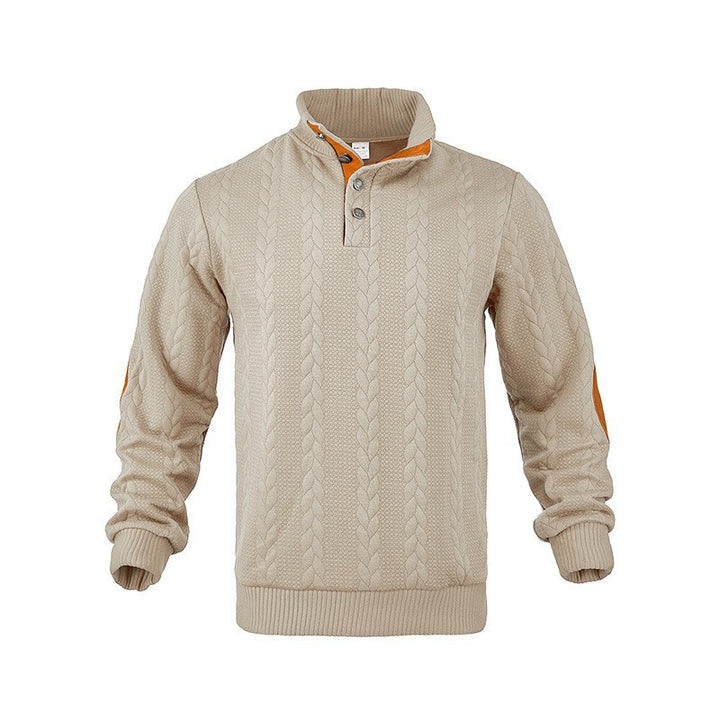 Men's knit sweater with high collar and fashionable cable design Lisslune