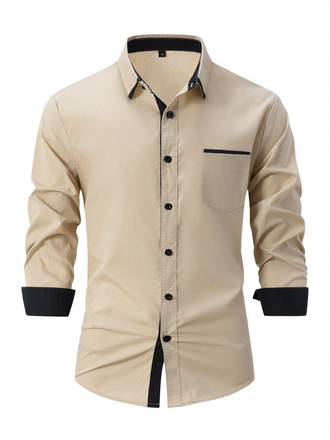 Men's long-sleeve shirt with modern contrasting collar and elegant button placket Lisslune