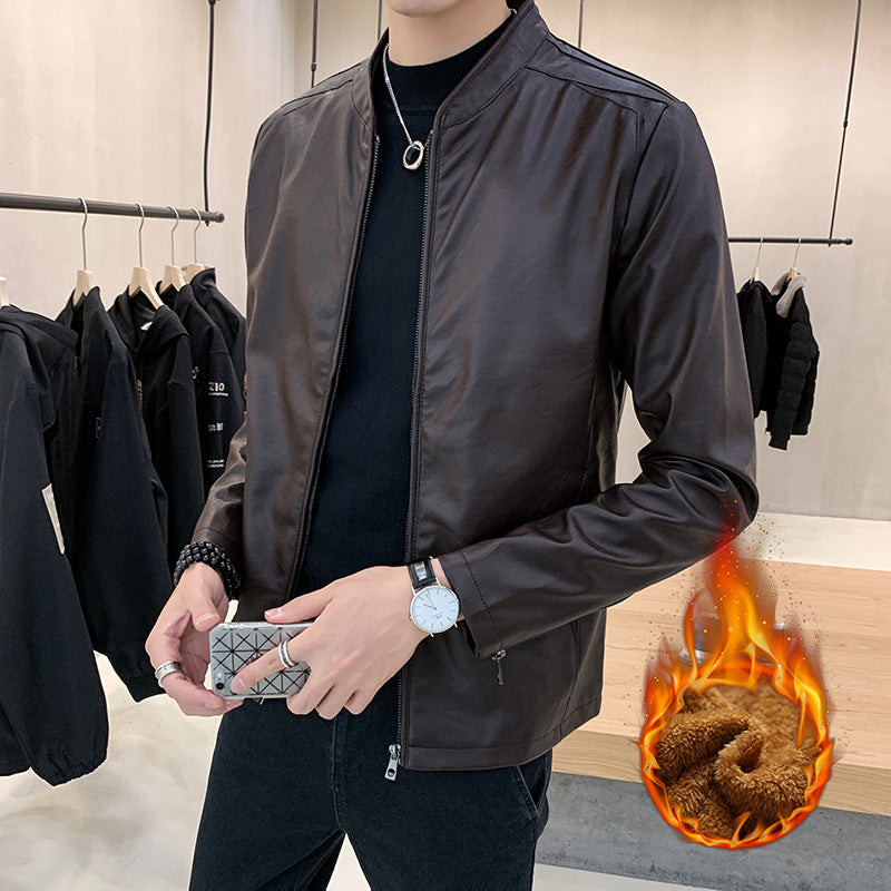 Men's artificial leather jacket with minimalist design and practical pockets Lisslune