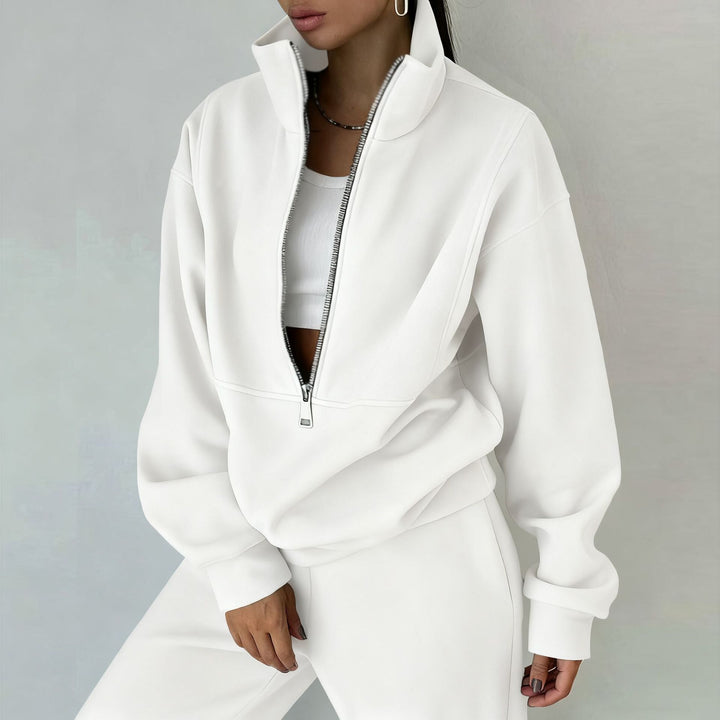 Women's zip hoodie with high collar and casual cut Lisslune