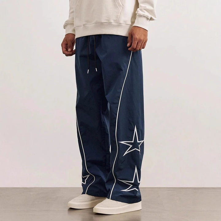 Men's Loose Cargo Pants with Stylish Star Appliqués Lisslune