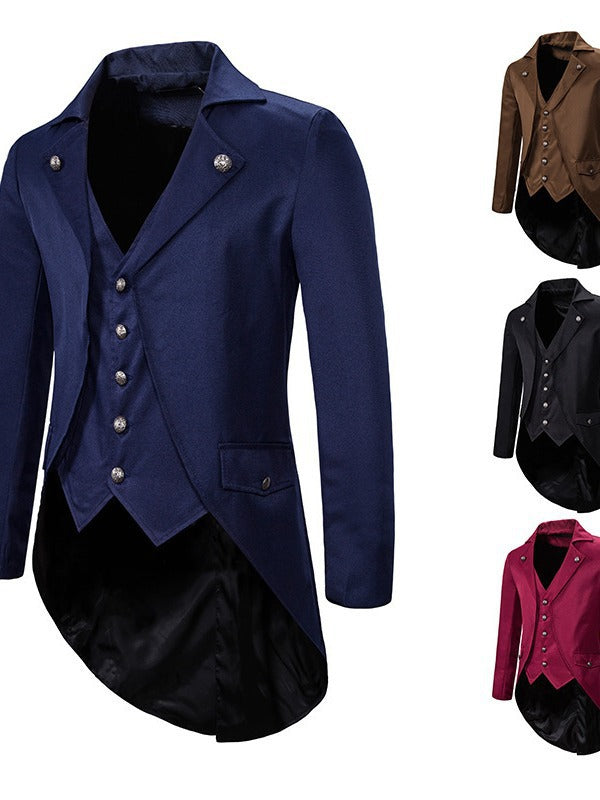 Men's elegant suit coat with asymmetric cut and fine details Lisslune