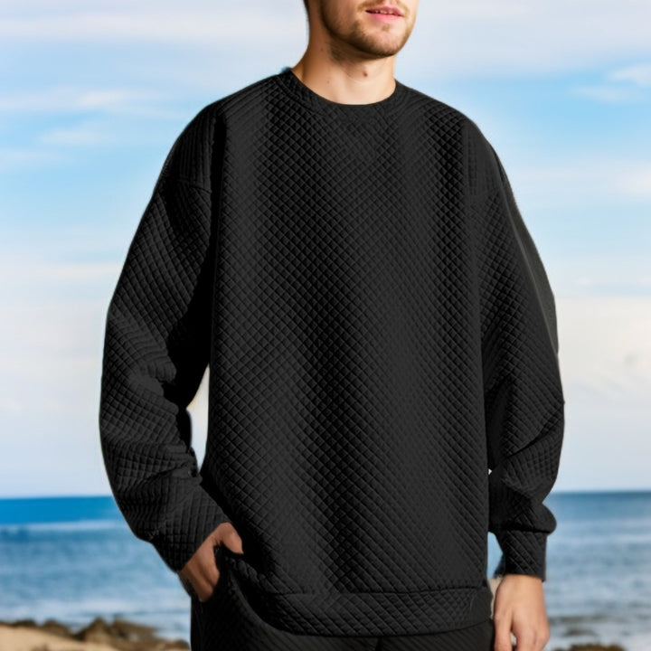 Men's Oversized Sweatshirt with Textured Design and Practical Side Pockets Lisslune