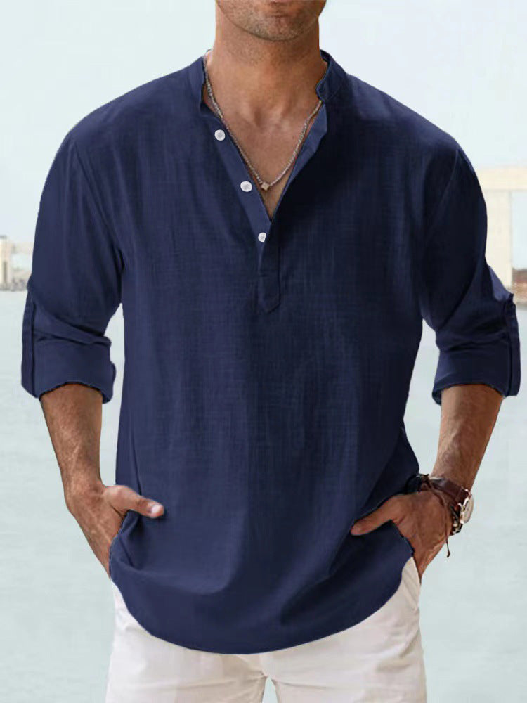 Men's half-sleeve shirt with Henley neckline and casual fit Lisslune