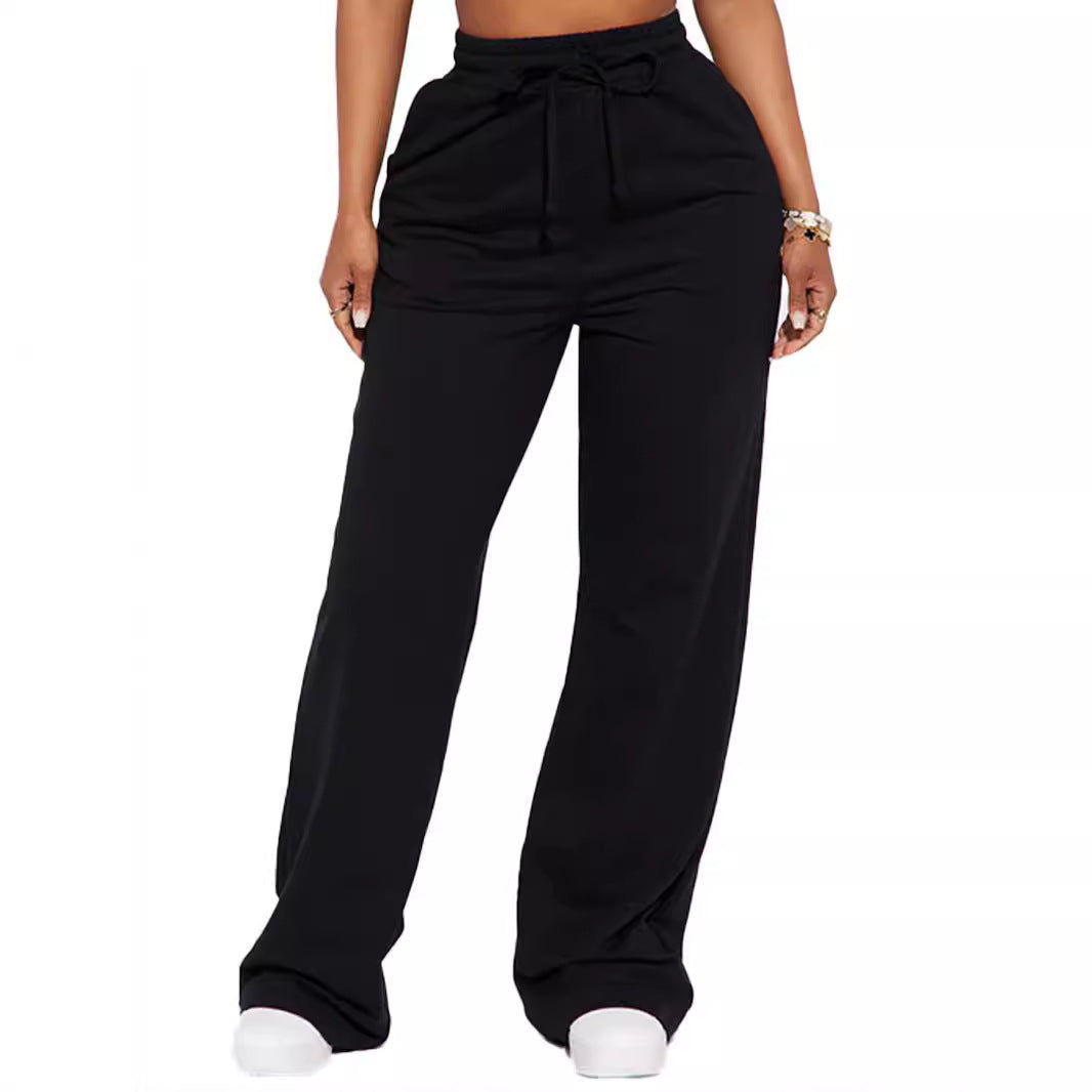 Women's wide sweatpants with elastic waistband and drawstring Lisslune