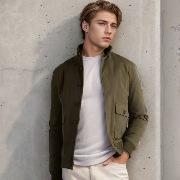 Men's elegant suede jacket with practical collar and patch pockets Lisslune