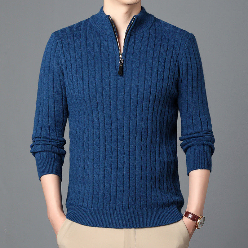 Men's High-Quality Knit Sweater with Modern Zipper and Detailed Texture Lisslune