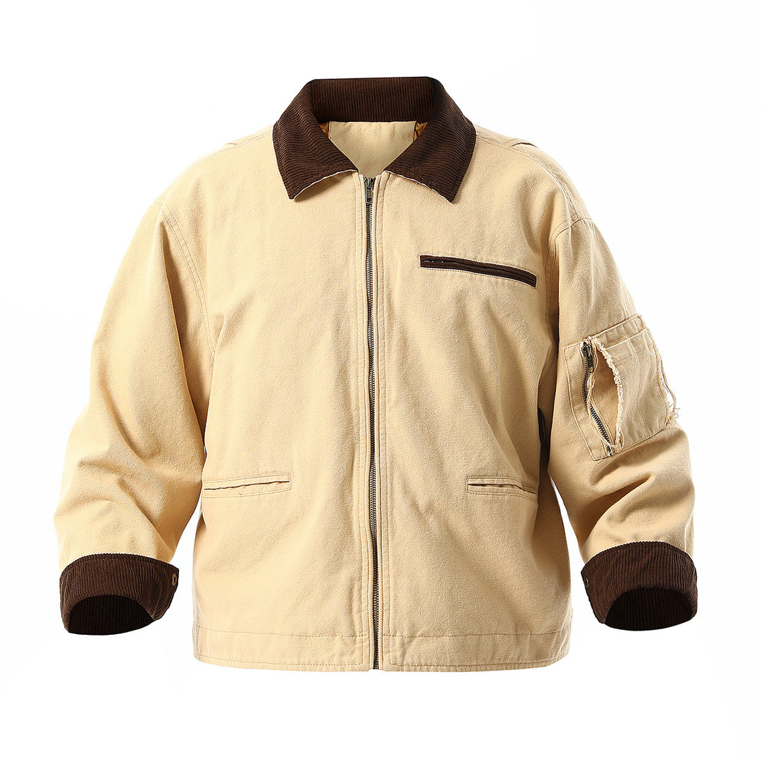 Men's urban transitional jacket with textured stand-up collar and numerous practical pockets Lisslune