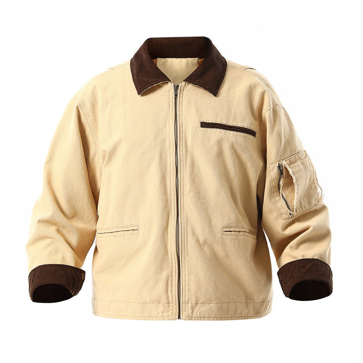 Men's urban transitional jacket with textured stand-up collar and numerous practical pockets Lisslune