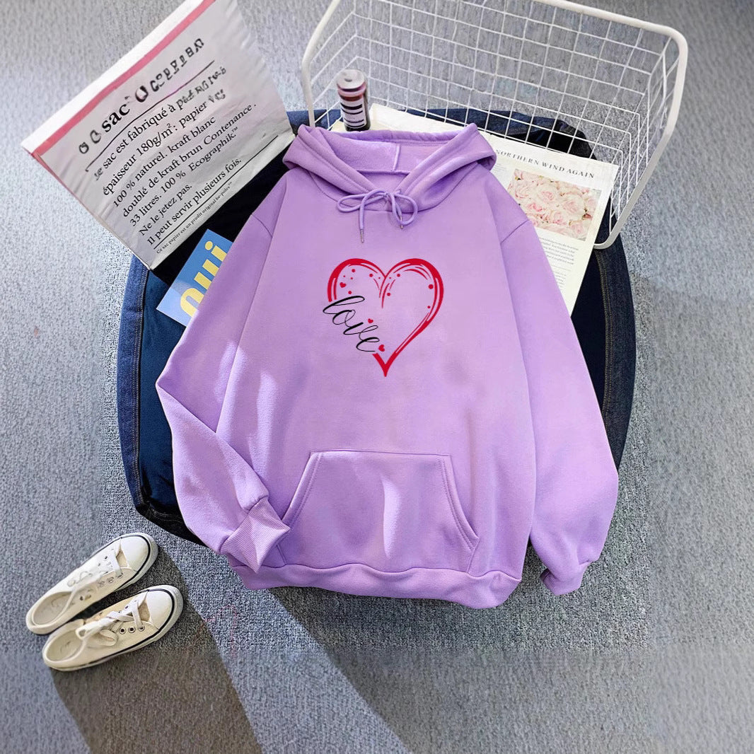 Women's hoodie with romantic heart design and high-quality fleece Lisslune