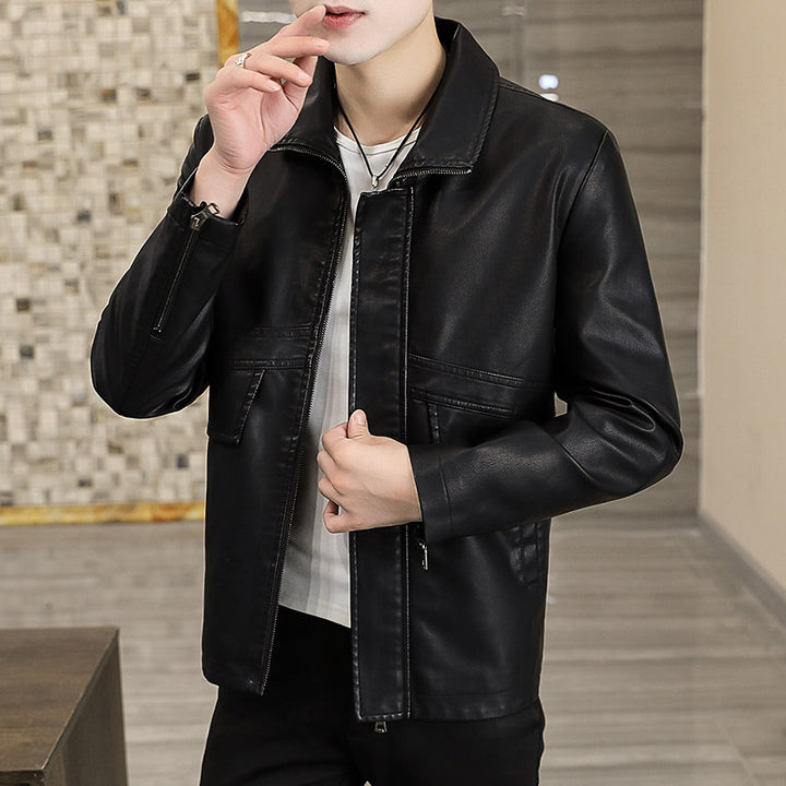 Men's fashionable synthetic leather jacket with practical pockets and stylish cut Lisslune