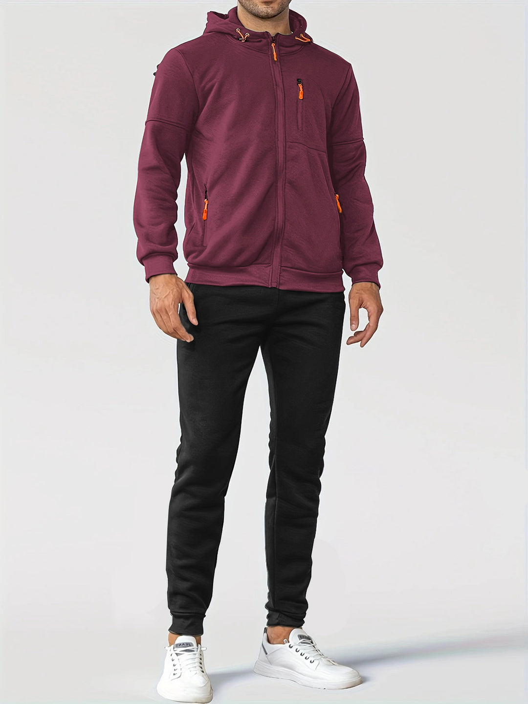 Men's Sporty Sweat Jacket and Jogging Pants Set with Functional Pockets Lisslune