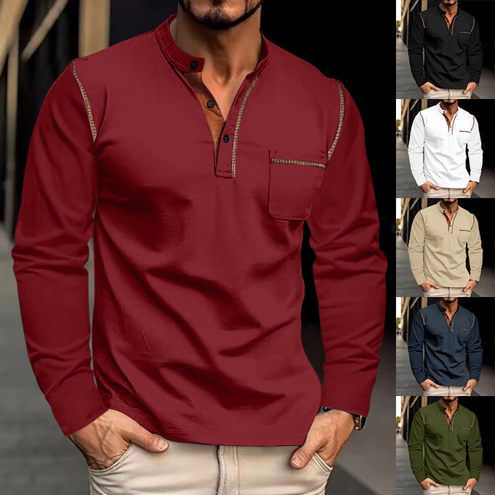 Men's long sleeve shirt with elegant contrast details Lisslune