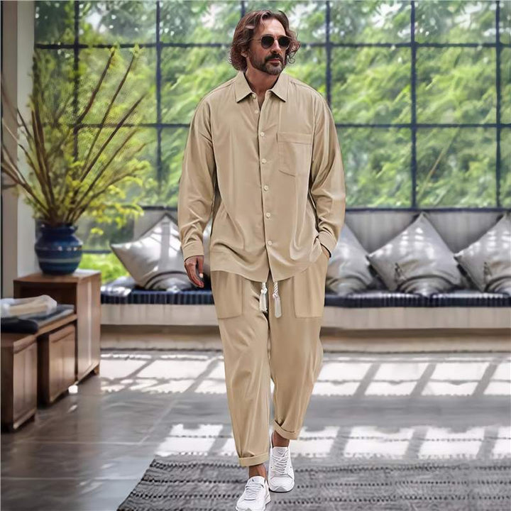 Men's casual leisure set with high-quality satin surface Lisslune