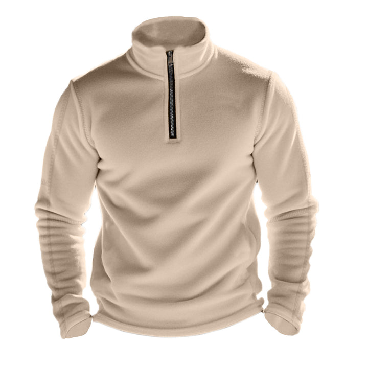 Men's fleece pullover with high collar and zipper Lisslune