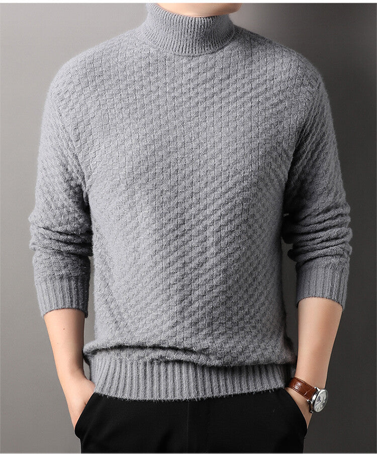 Men's knit sweater with high collar and textured design Lisslune