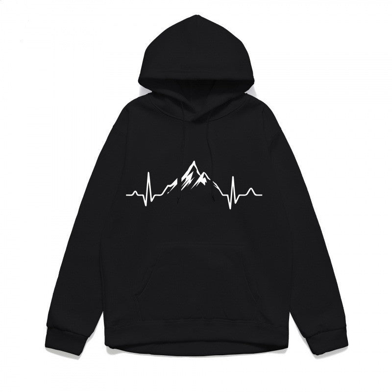 Women's hoodie with stylish mountain motif and high-quality cotton Lisslune