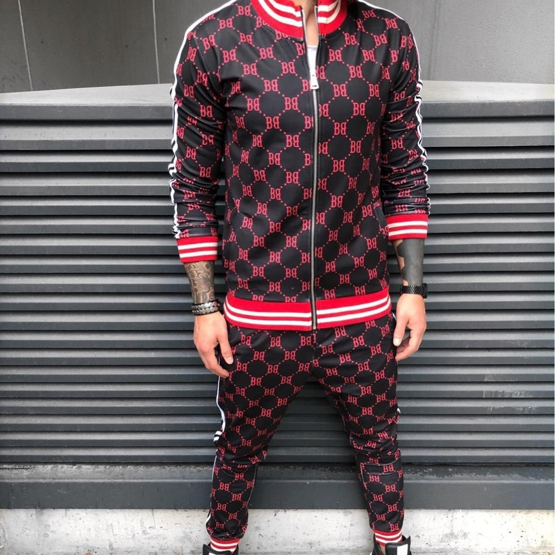 Men's sporty suit with fashionable lettering Lisslune