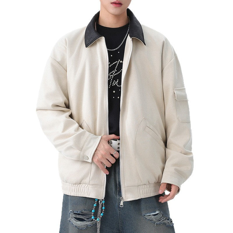 Men's Oversized Utility Jacket with practical zipper Lisslune