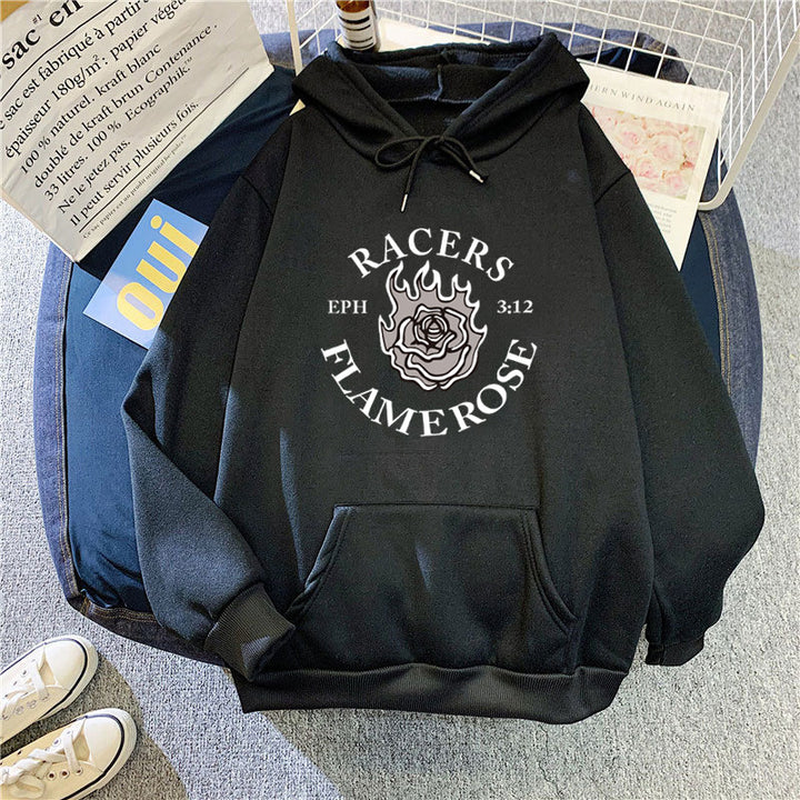 Women's hoodie with creative Flame Rose design Lisslune
