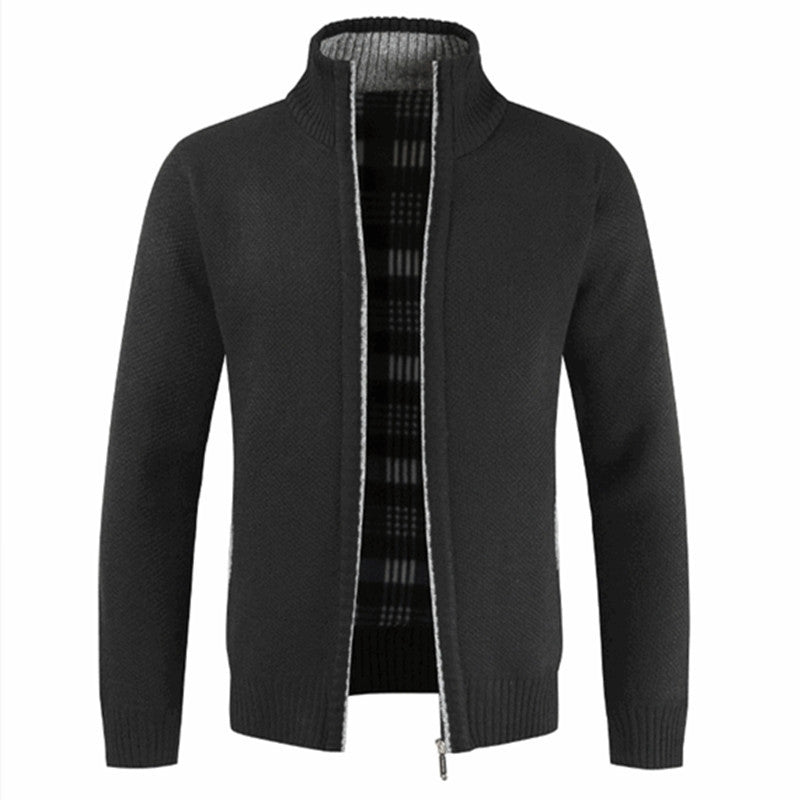 Men's cardigan with high collar and plush inner lining Lisslune