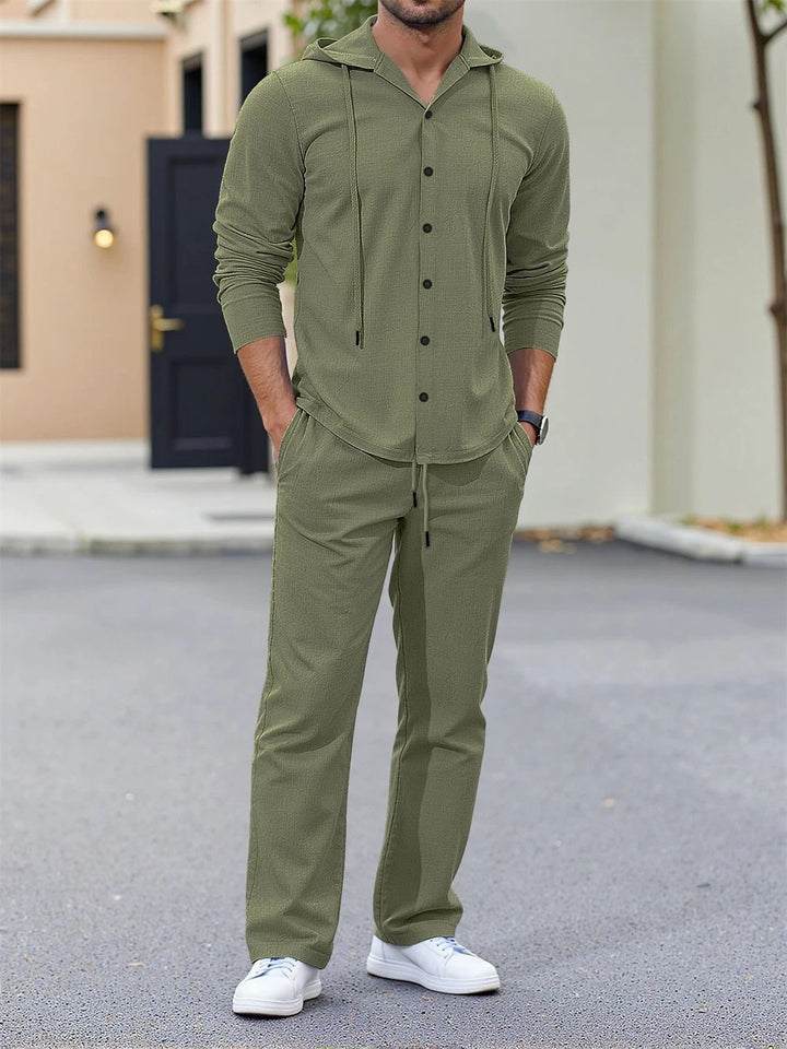 Men's Fashion Leisure Set with Hood and Elastic Waistband Lisslune
