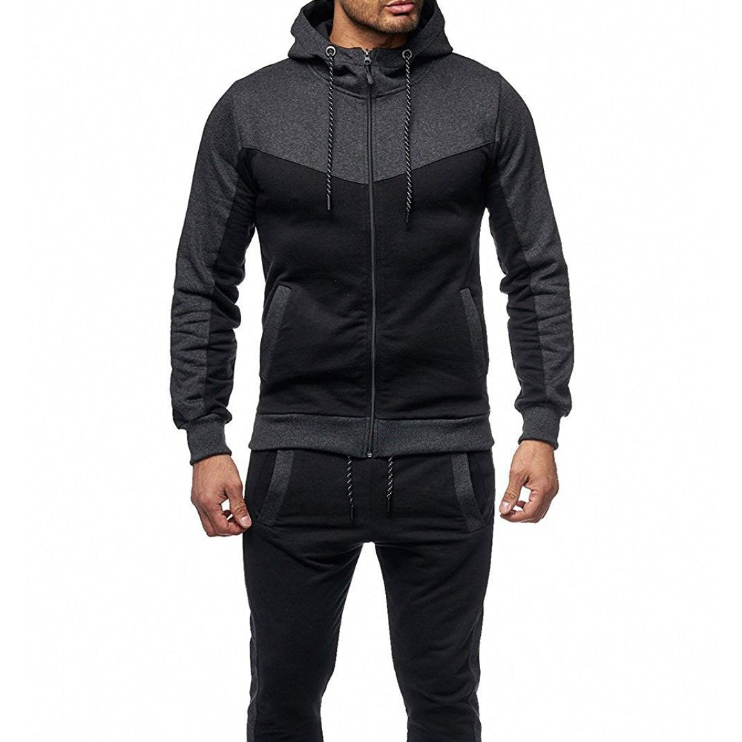 Men's Stylish Tracksuit Set with Contrasting Color Blocks Lisslune
