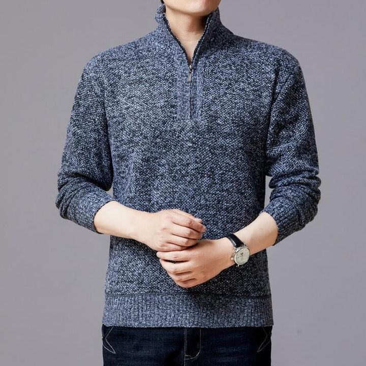 Men's knit sweater with modern stand-up collar and textured surface Lisslune