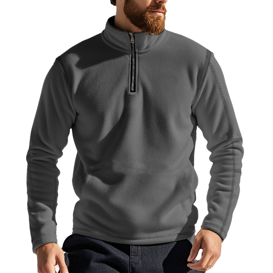Men's fleece top with short zipper and high collar Lisslune