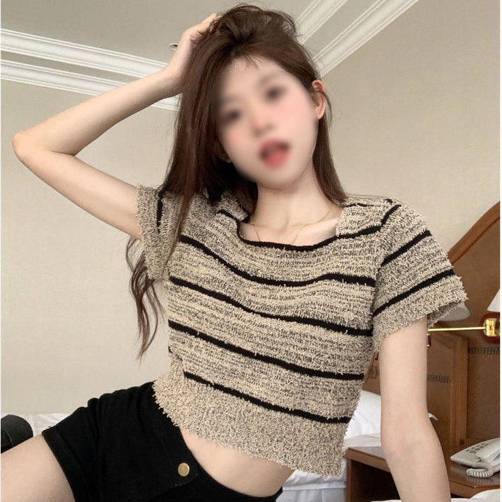 Women's Cropped Top with fashionable striped pattern and casual cut