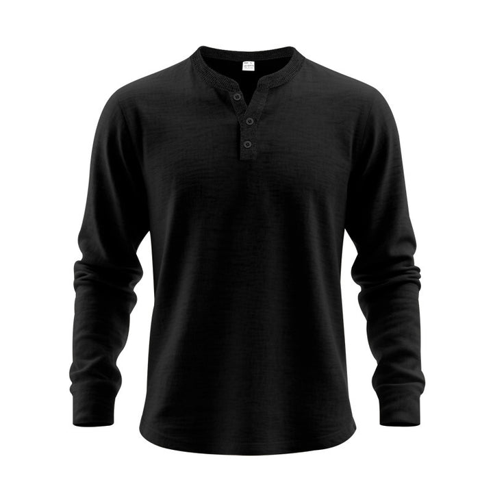 Men's Long Sleeve Henley Shirt made of soft waffle material Lisslune