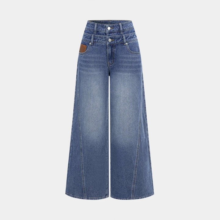 Ladies fashionable high-waist jeans with wide legs Lisslune