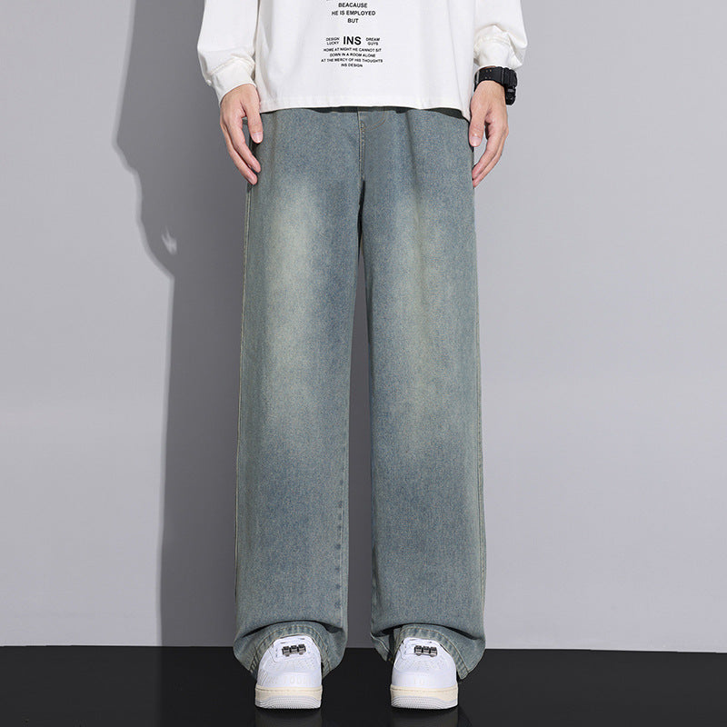 Men's loose denim jeans in modern used look Lisslune