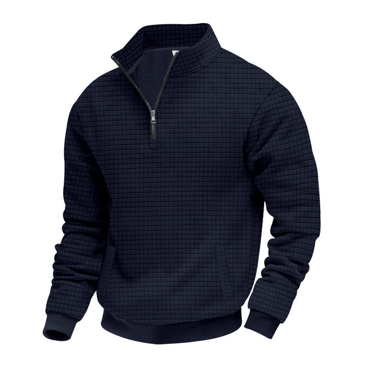 Men's quilted sweater with modern collar and practical pockets Lisslune