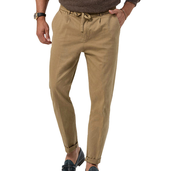 Men's Elegant Linen Pants with Elastic Waistband and Practical Pockets Lisslune