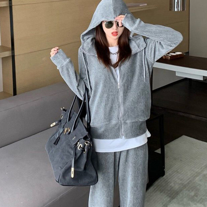 Women's Cozy Sports Set with Zipper and Loose Fit Lisslune